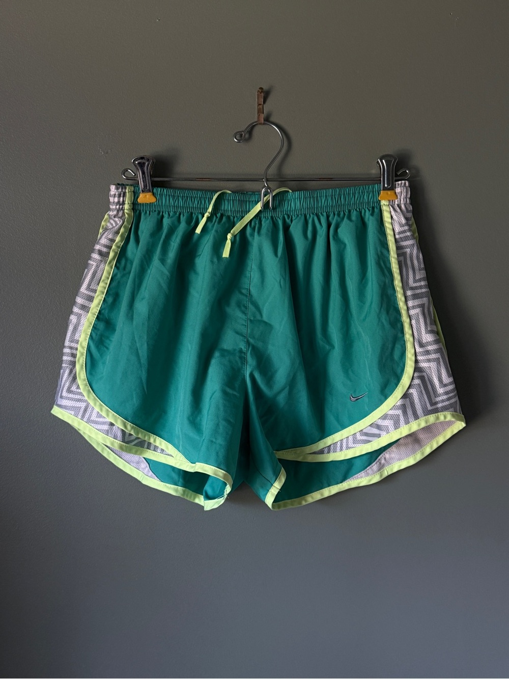 Nike Tempo Dri-Fit Shorts with Neon Lime Trim - Size M